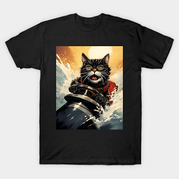 Retro Cats Summertime Boating | Vintage Style T-Shirt by KittyStampedeCo